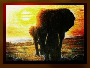 Blazing Elephant Sunset Released By Artist Hartmut Jager